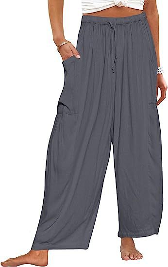 Elastic waist pleated middle waist straight pants loose casual cotton and linen nine-point pants m301883