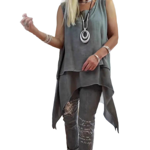 Casual fashion vest long hem 2-piece women's clothing m301505