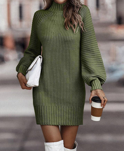 Net color long-sleeved fashion turtleneck sweater women's dress m300497