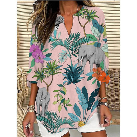 Loose printing round neck casual large size pullover women's clothing T m301359