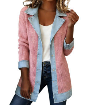 Neue Damenbekleidung modische und elegante figurbetonte Langarm-Spleißjacke m303210