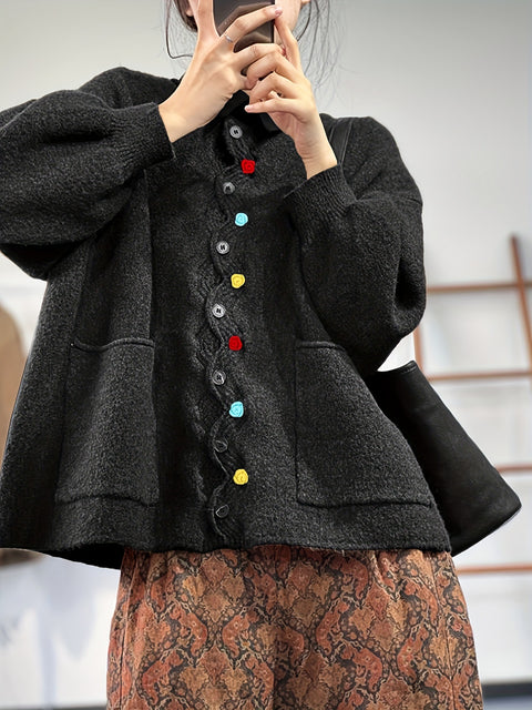 Wool jacket large size loose cardigan top women's m302033