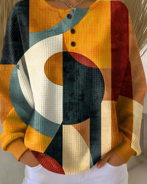 New retro 3D digital printing three-button stand-up collar Polo sweater m302116