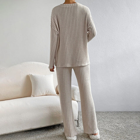 New fashion casual straight-leg pants temperament loose V-neck pit strip knitted cover m301791