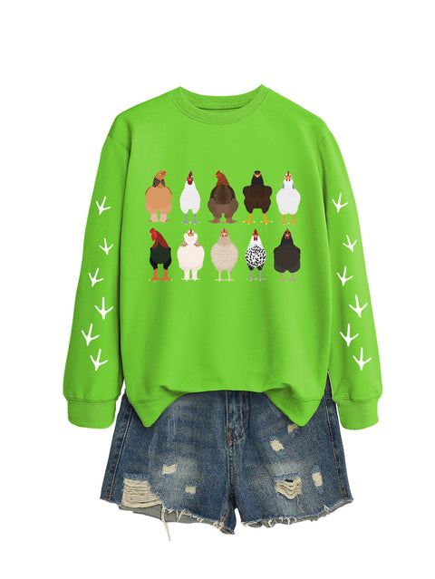 Crew neck long sleeve ten chickens footprint left and right hand print casual fashion sweater women m301720