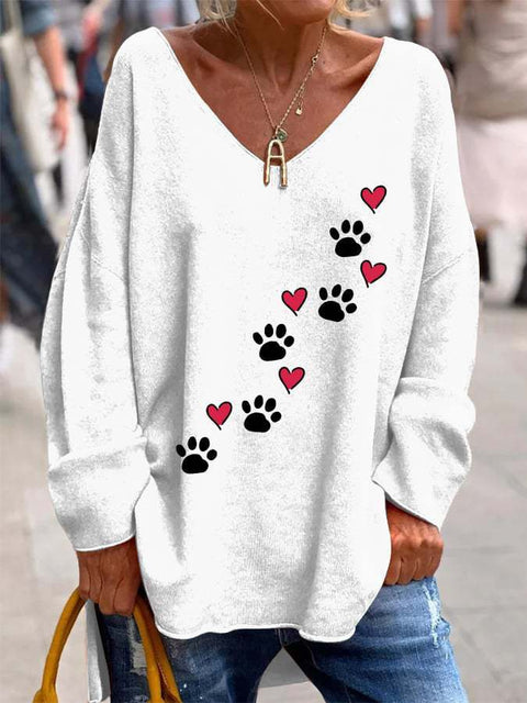 Large size split love dog 3D printing urban casual women's long T-shirt m301662