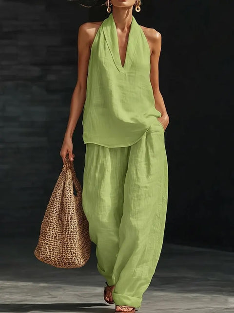 Women's linen two-piece vest vest set commuter m302512