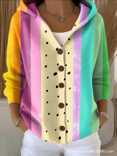 New black button hooded cardigan women's pure leisure fashion sweater jacket women's Christmas m302115