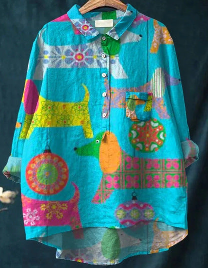 Loose printing round neck casual large size women's T-shirt m302702