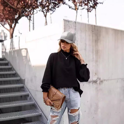 New autumn and winter women's turtleneck long-sleeved versatile top m302122