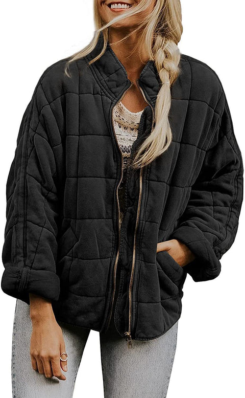 Stand-up collar cotton-padded jacket loose long-sleeved pocket jacket m303241