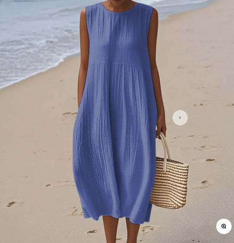 New sleeveless casual printing temperament long dress dress slim fit small fresh m302083