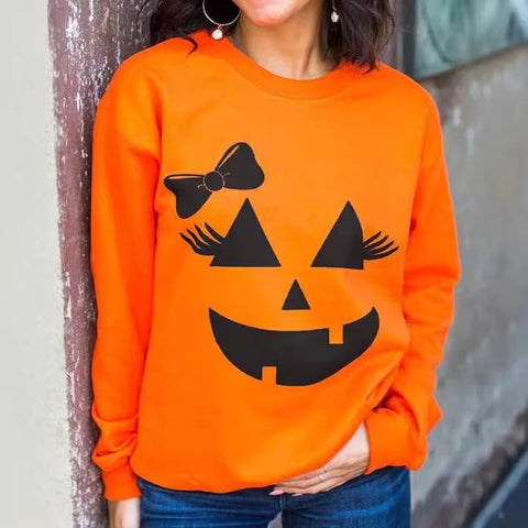 Halloween printed crew neck pullover sweater foreign trade women's clothing m301629