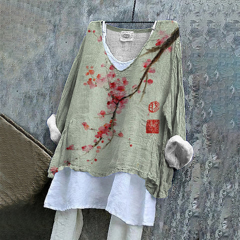 V-neck single piece long sleeve 3D digital printing m301043