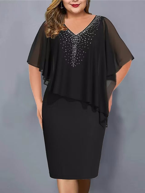 Chiffon dress short-sleeved shawl design high and thin commuter dress m301941