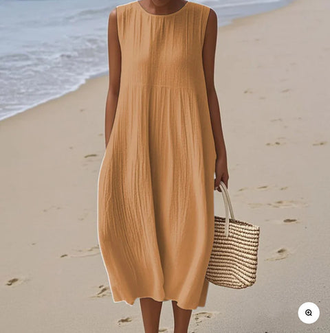 New sleeveless casual printing temperament long dress dress slim fit small fresh m302083