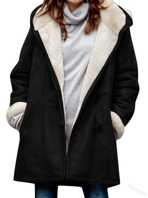 plush collar pocket women's coat m300603