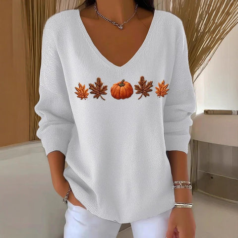 Shoulder V-Neck Long Sleeve Pullover 3D Digital Printing Women's Top T-Shirt m301684