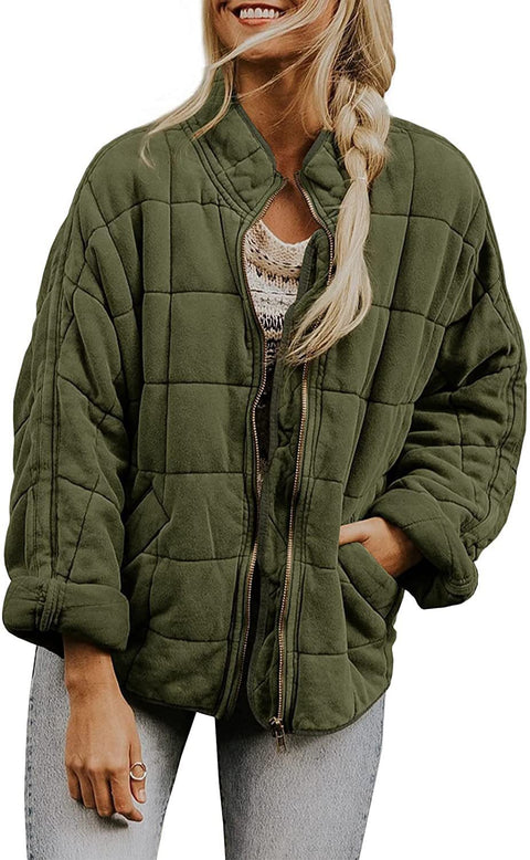 Stand-up collar cotton-padded jacket loose long-sleeved pocket jacket m303241