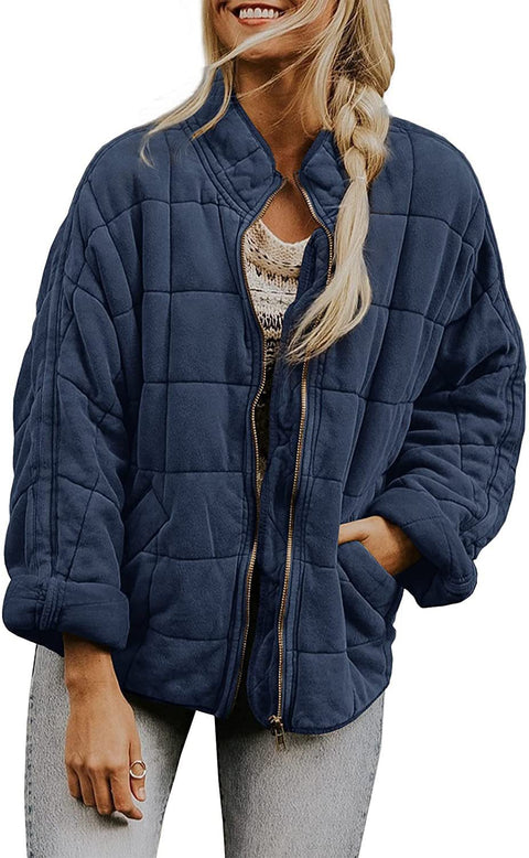 Stand-up collar cotton-padded jacket loose long-sleeved pocket jacket m303241