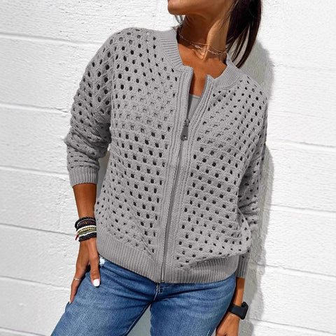 Women's Casual Hollow Knitted Zipper Jacket Women's Jacket m301906