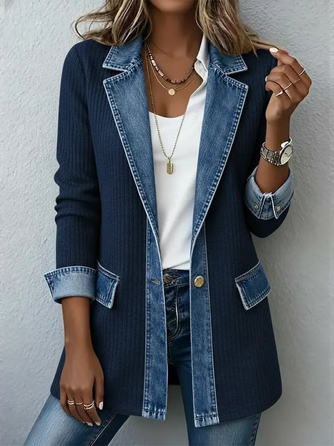Neue Damenbekleidung modische und elegante figurbetonte Langarm-Spleißjacke m303210