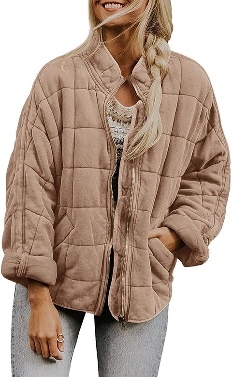 Stand-up collar cotton-padded jacket loose long-sleeved pocket jacket m303241