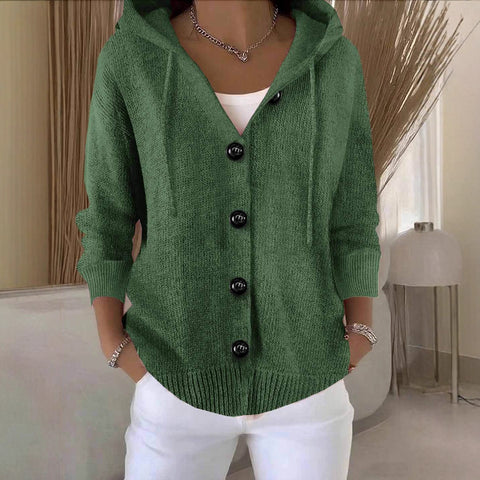 Spring and Autumn Hooded Long Sleeve Button Sweater Cardigan m301901