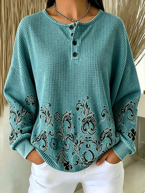 Women's new retro delicate flower print sweater m303313