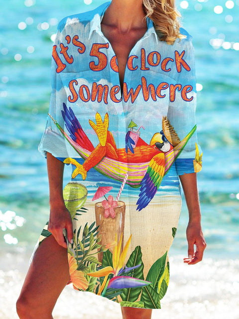 Bikini jacket shirt swimsuit cardigan women's printed resort beach shirt m301274
