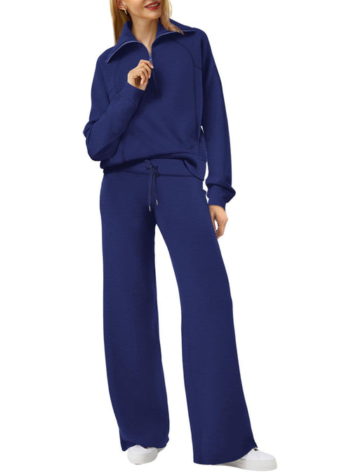 Casual sports suit zipper long-sleeved sweater wide-leg pants two-piece set m301808