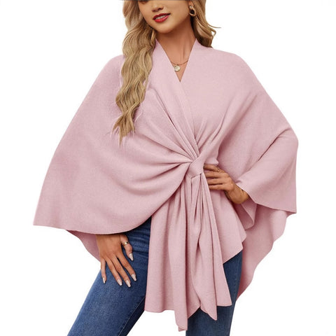 Ladies Elegant One Piece Solid Color Soft Shawl Jacket Cloak Top m301329