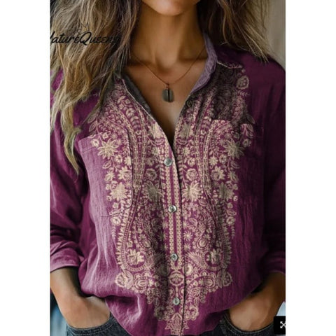V-neck printed shirt m302770
