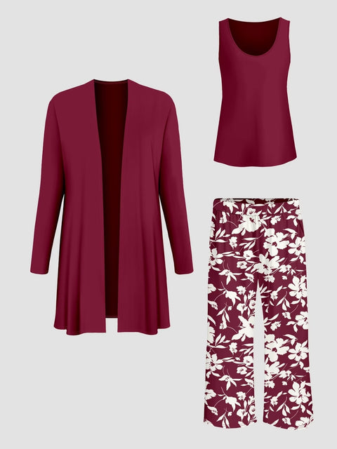 Jacket with vest top and elegant slacks 3-piece women's set m302760