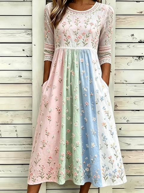 Mode Digitaldruck weites Kleid Blumen m303053