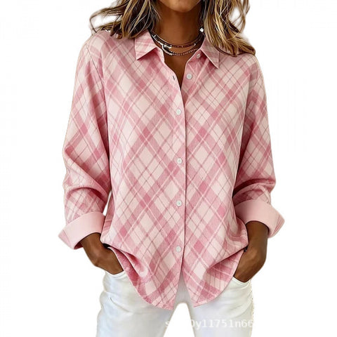 3D digital flower print pink fresh and sweet floral shirt versatile women's top m302217