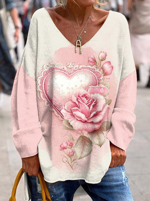 Large size split love dog 3D printing urban casual women's long T-shirt m301662