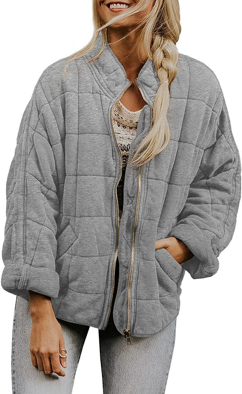 Stand-up collar cotton-padded jacket loose long-sleeved pocket jacket m303241