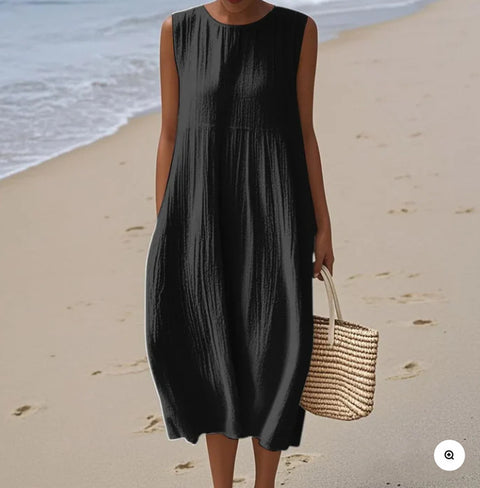 New sleeveless casual printing temperament long dress dress slim fit small fresh m302083