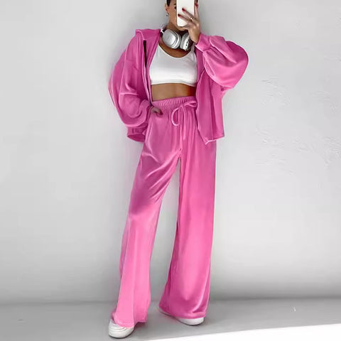 Golden Velvet Suit Fashion Zipper Long Sleeve Sports Wind Hooded Zipper Clothing Casual Suit m301810