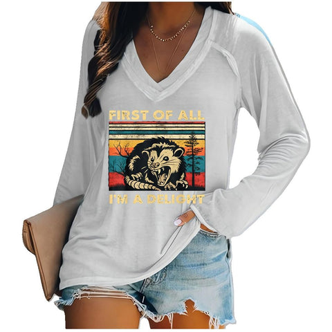 Women's V-neck long sleeve horror red graffiti 3D digital printing m301556