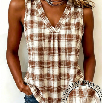 Casual plaid sleeveless vest small suspender m302807
