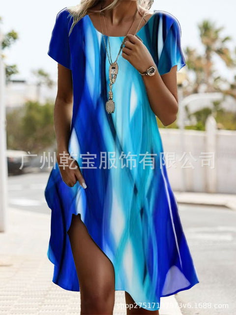 Floral print crew neck casual dress m303190