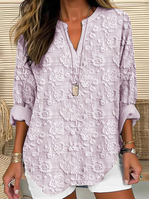 Floral 3D digital printing women's fashion crew neck loose shirt top m301357