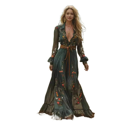 Ethnic Bohemian print resort beach dress m302013