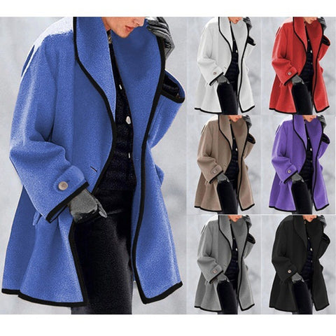 Fashion autumn and winter multi-color crew neck loose hooded woolen coat m300470