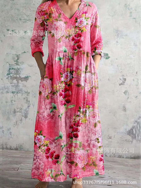 3D printing Amazon European and American summer casual loose long-sleeved dress m301729