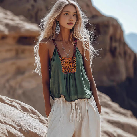 Chinese style retro small suspender top m301534