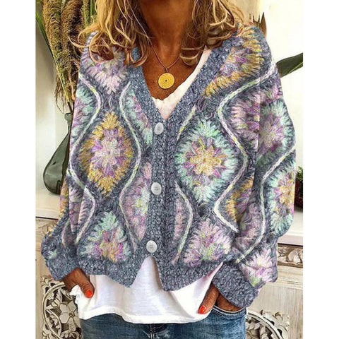 New Christmas abstract print casual cape jacket cardigan sweater m301665