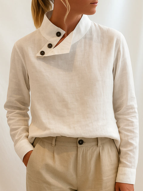 Casual stand-up collar long-sleeved regular pullover digital printing women's T-shirt FF303118